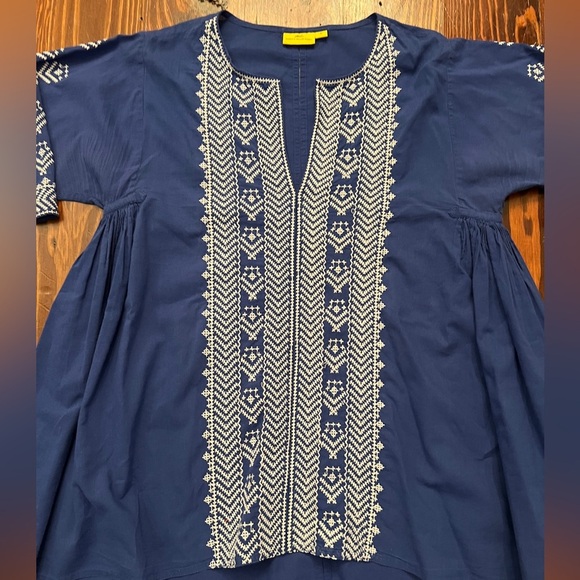 ROBERTA ROLLER RABBIT Royal Blue & White Embroidered Tunic - Picture 3 of 11